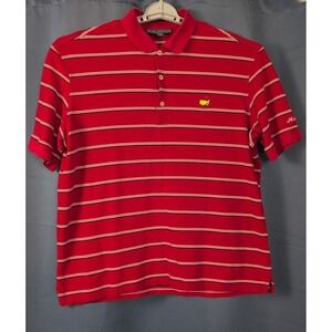 Augusta Masters Golf Polo Shirt‎ Mens L Red Striped Performance Short Sleeve